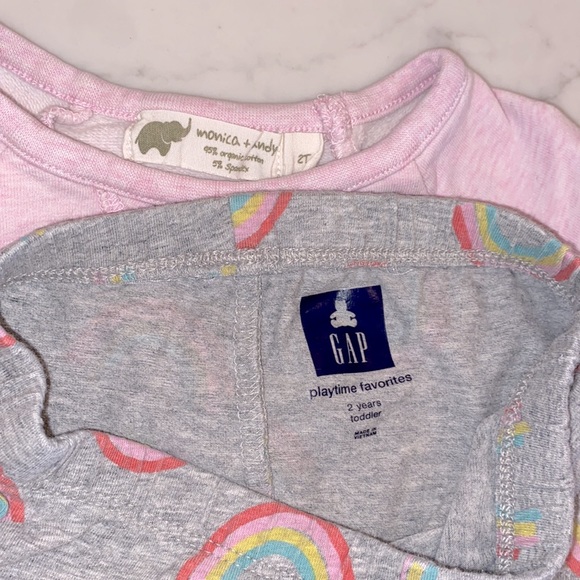 Monica + Andy Pink Heather Tunic/ Gap Rainbow Leggings Play Set (2T) - Picture 7 of 7
